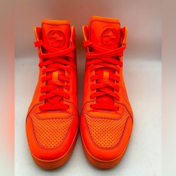 Gucci-Authentic-Men’s Neon Orange Sneakers Size 10G - Picture 1 of 14